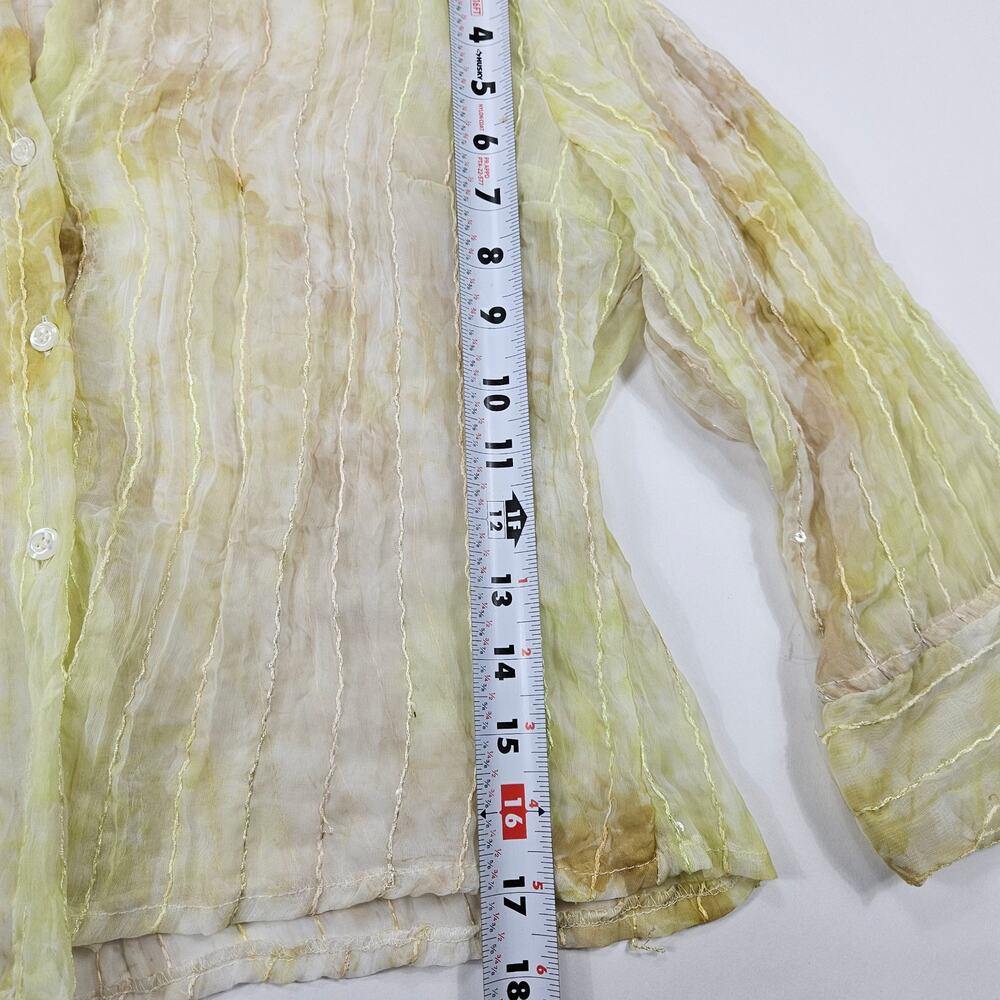 Sold - Euro Button-Up Shirt Semi Sheer Flowy - Large - Picture 6 of 7